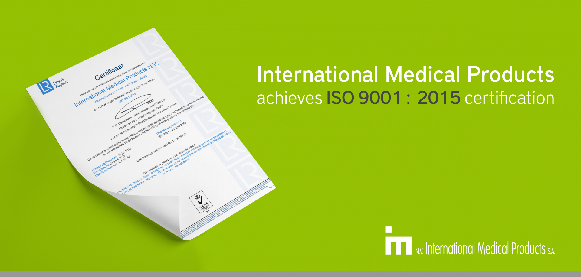 International Medical Products ISO 9001 2015