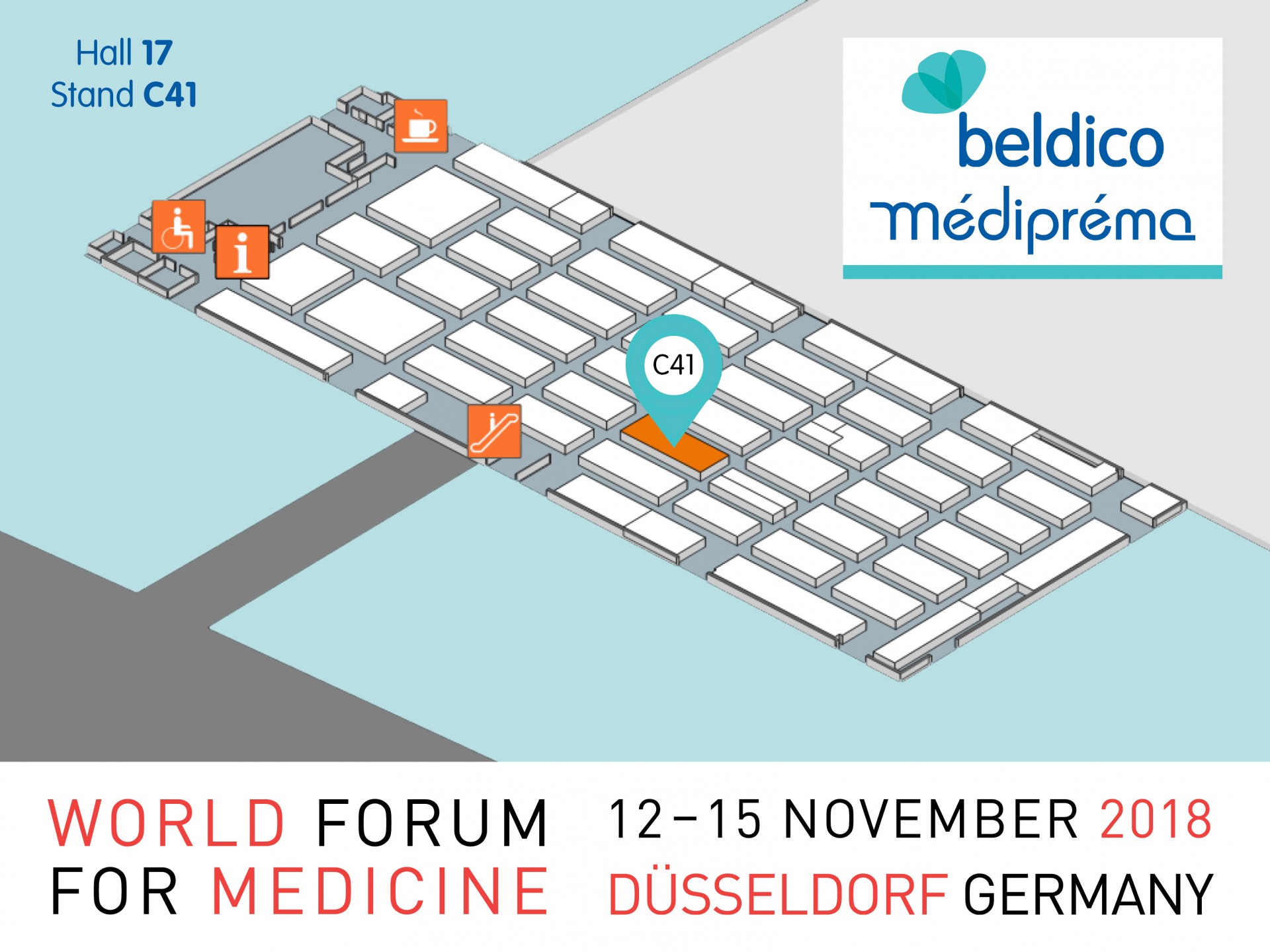 MEDICA 2018 Floorplan Hall 17 Beldico & Médipréma