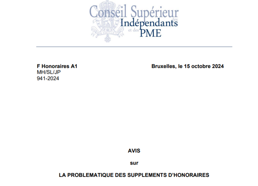 Avis du Conseil Supérieur des Indépendants et des PME