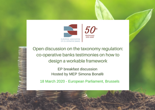 EP breakfast discussion on the taxonomy regulation: co-operative banks testimonies on how to design a workable framework