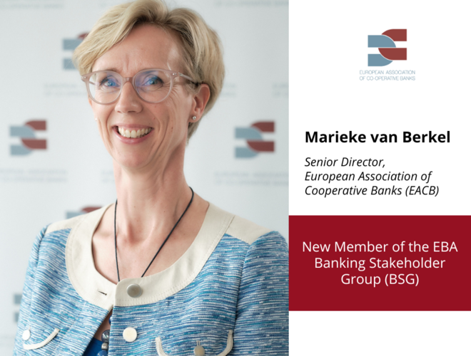 EACB Senior Director Marieke van Berkel Appointed as EACB Representative in the EBA’s Banking Stakeholder Group 