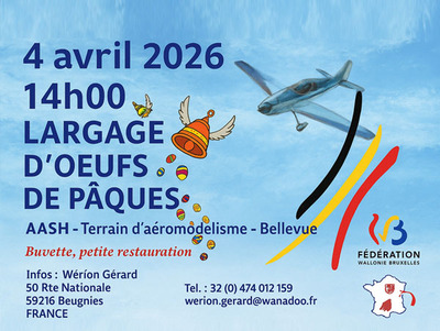 Largage oeufs de Pâques à l'Assoc. Aéromodéliste du Sud Hainaut Royal Club