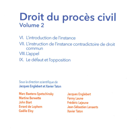 Droit du procès civil - Volume 2